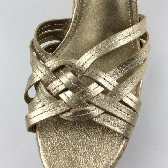 Coacn Dottie Womens Gold Leather Espadrille Wedge - Picture 6 of 8